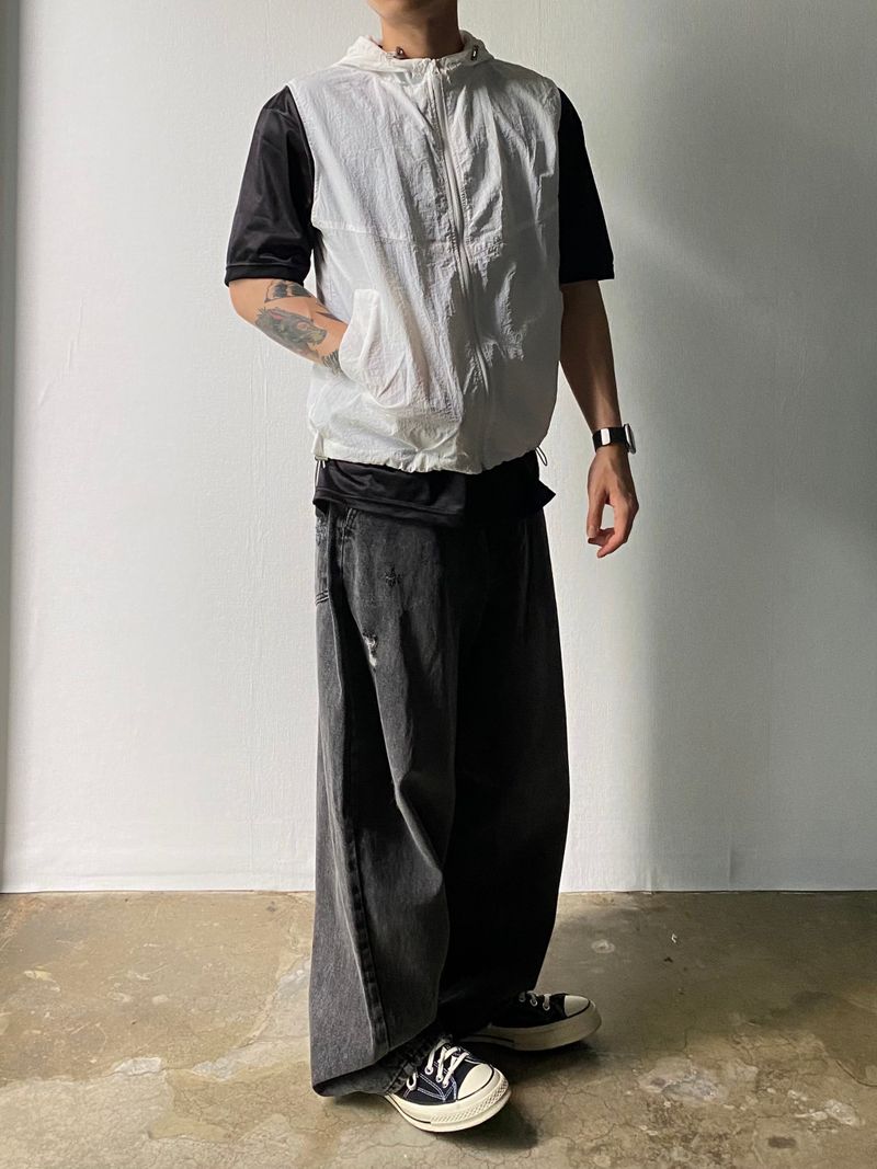 Cropped Nylon Hooded Vest 4C