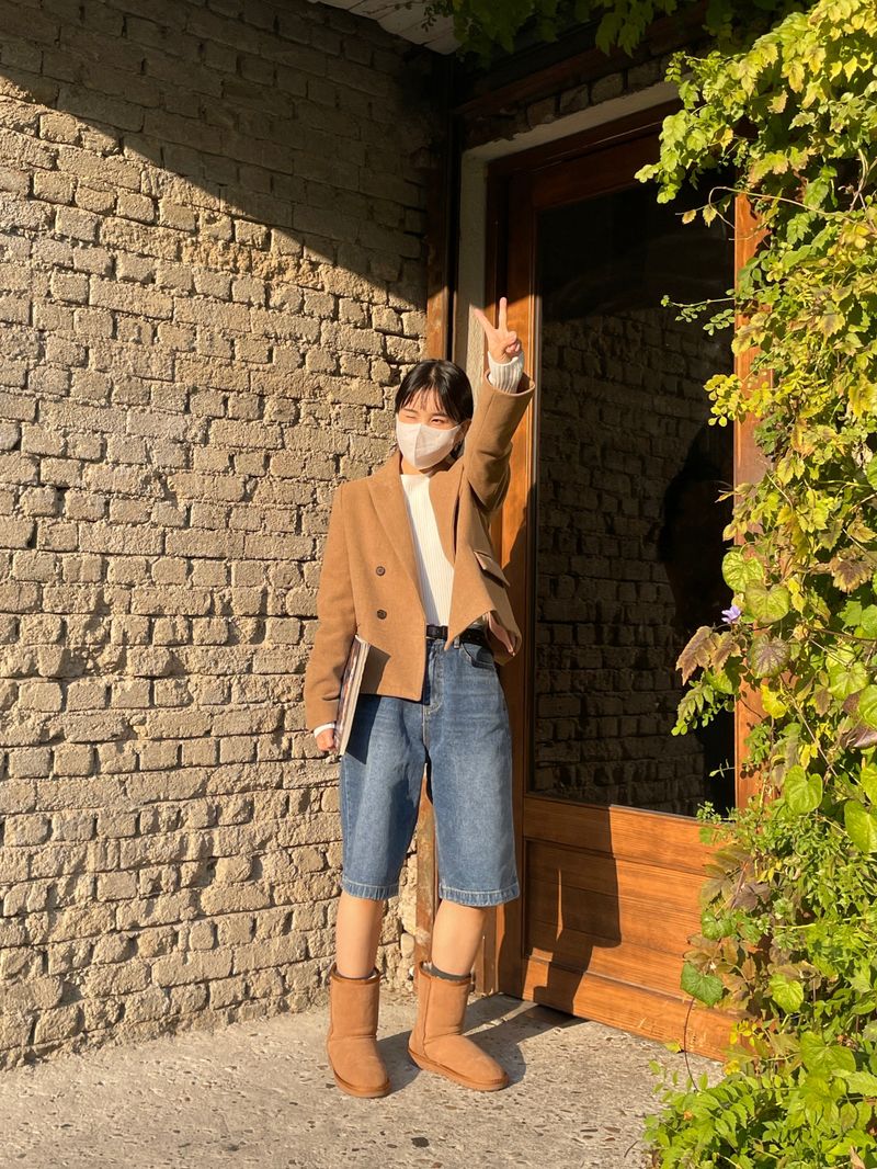 Muse wool collar short coat