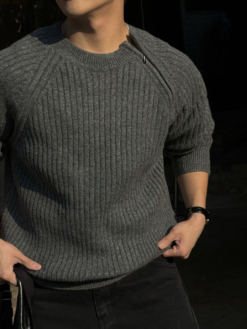 Going diagonal zipper knitwear