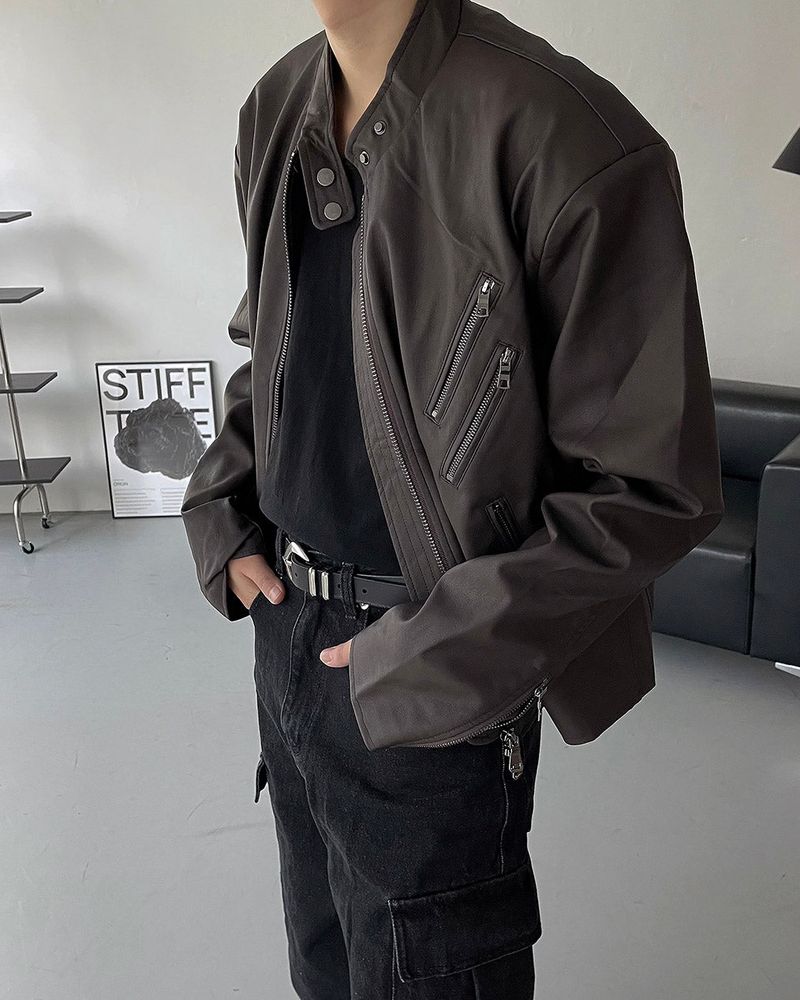 OA Padded Matte Coated Leather Jacket (2 colors)