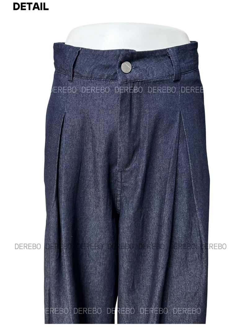 Dark blue denim vest pants two-piece