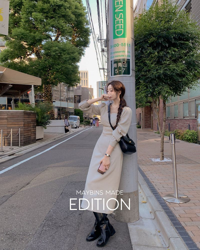 【MADE】Square puff long one piece