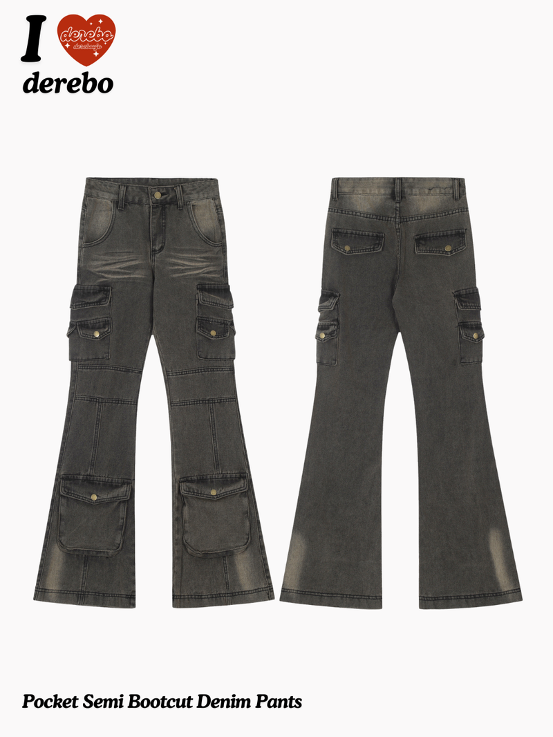 Pocket Semi Bootcut Denim Pants