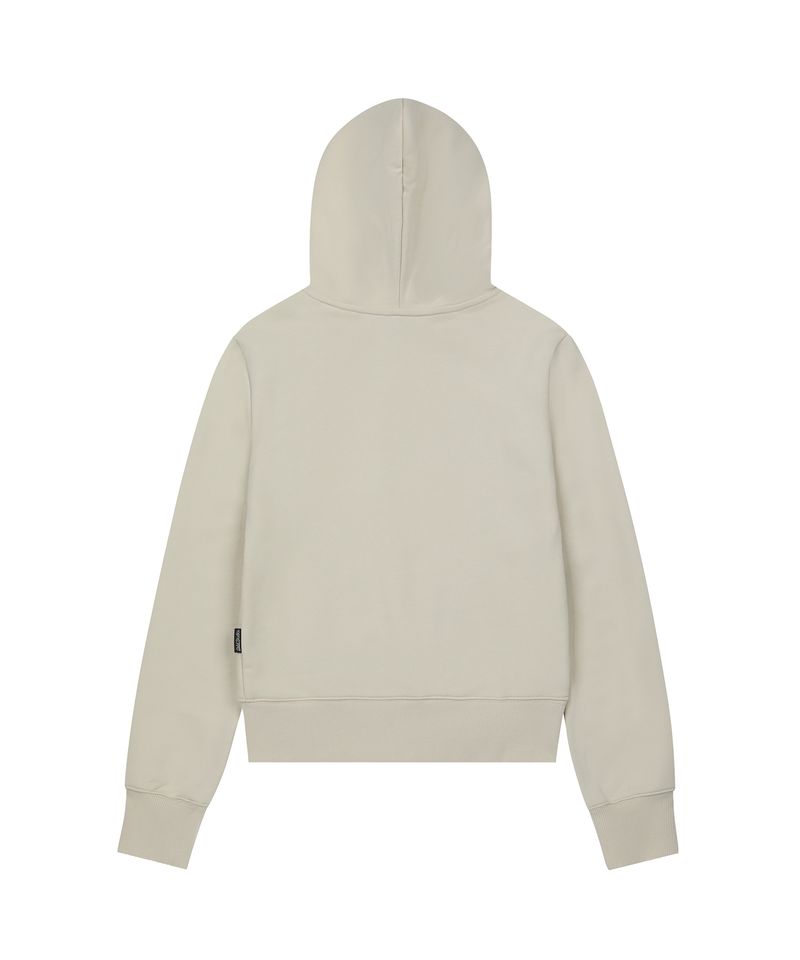 Diagonal Cut Eyelet Hoodie Zip-up - IVORY