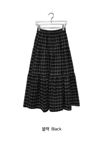 Talib Vintage Check Tiered Banding Long Skirt