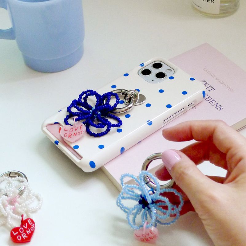 [MADE]Blue Flower Bead Keyring&Tok