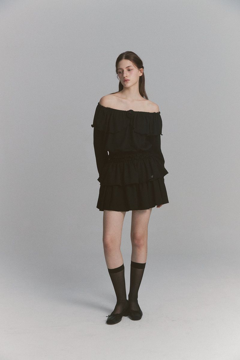 Tulip Off Shoulder Top Black