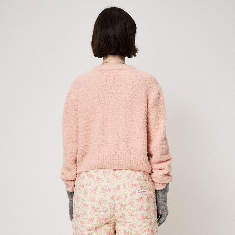 FLUFFY KNIT CARDIGAN, PINK