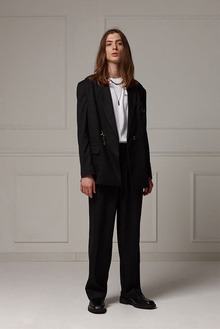 Belted wide slacks