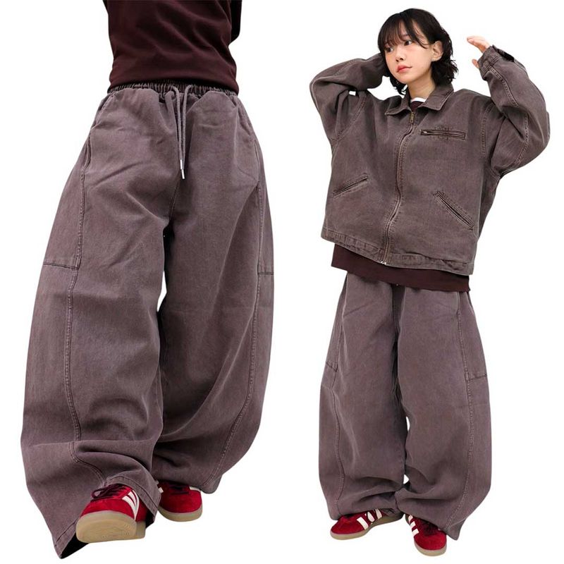 Wide Pigment Seamed Balloon Pants