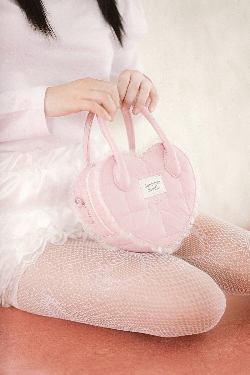 Junie Lace Heart Bag ( Pink )