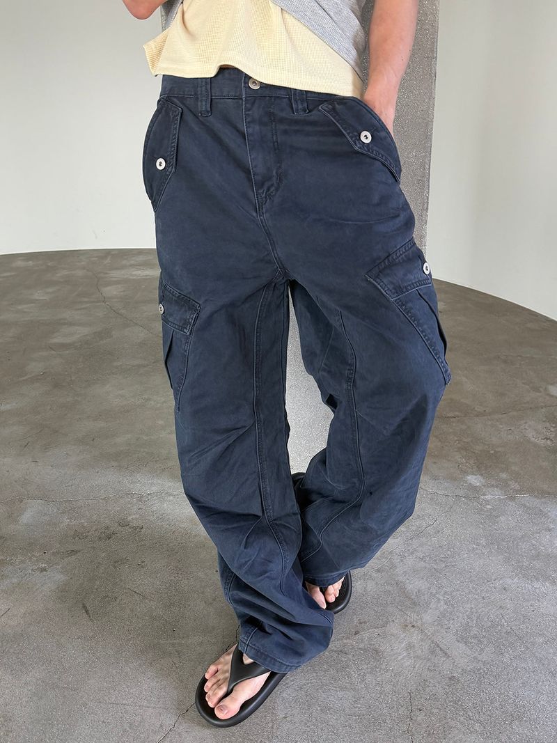 Dyeing washed curved cargo pants(3color)