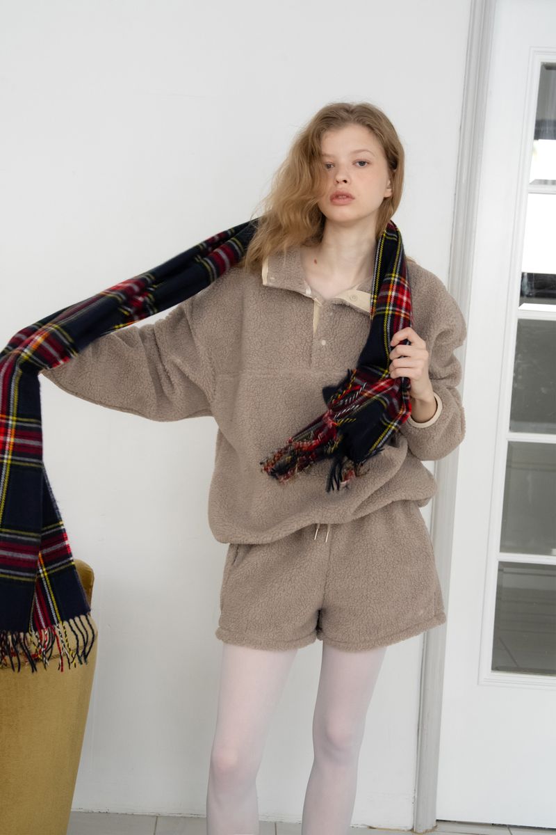 Teddy fleece shorts_mocha