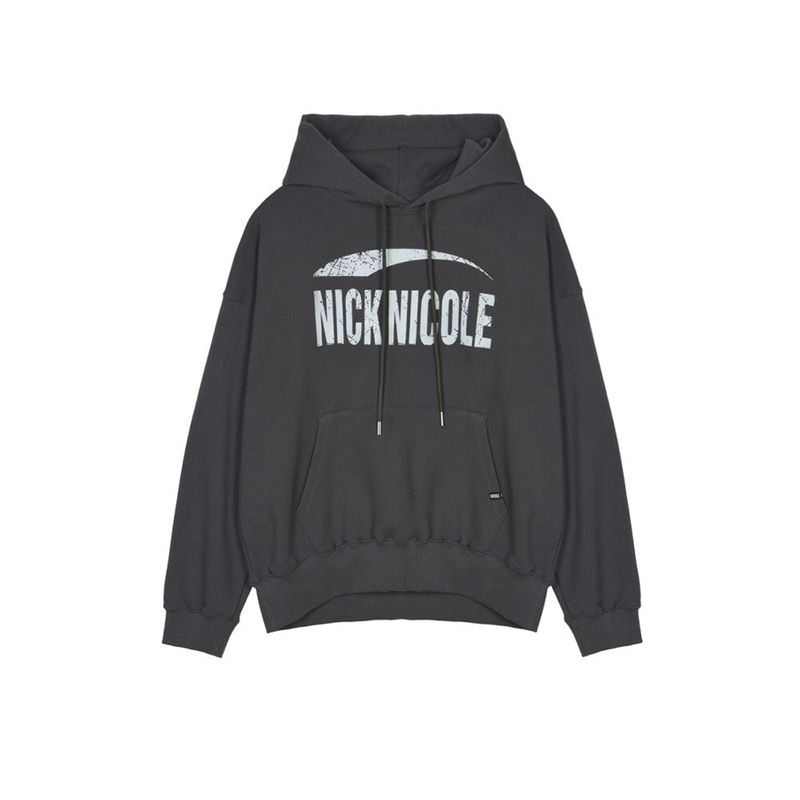 NICK&NICOLE(ニック&ニコール)の「NICOLE CRACK BIG LOGO HOODY_CHARCOAL WHITE(Tops)」