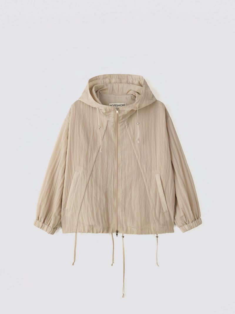 String Hoodie Windbreaker_Beige