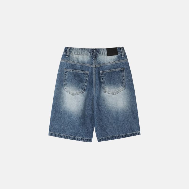 Stone washed bermuda denim pants