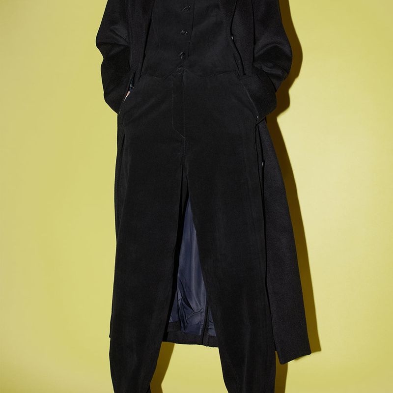 Corduroy rounded pants black