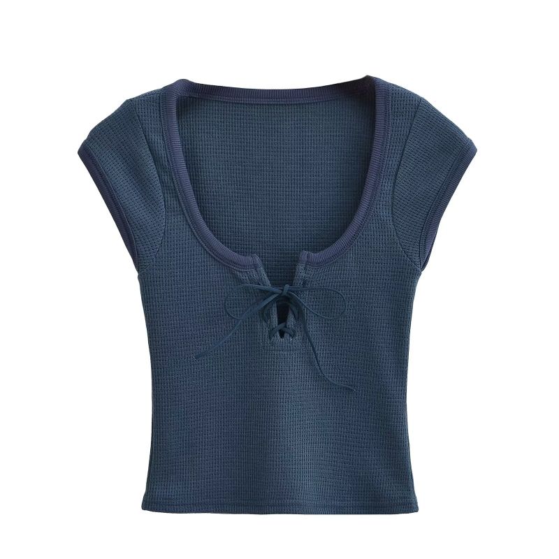 Cozy&Kitsch(コージーアンドキッチ)の「Sienna Ribbed Ribbon Crop Knit Top 231646451(Tops)」