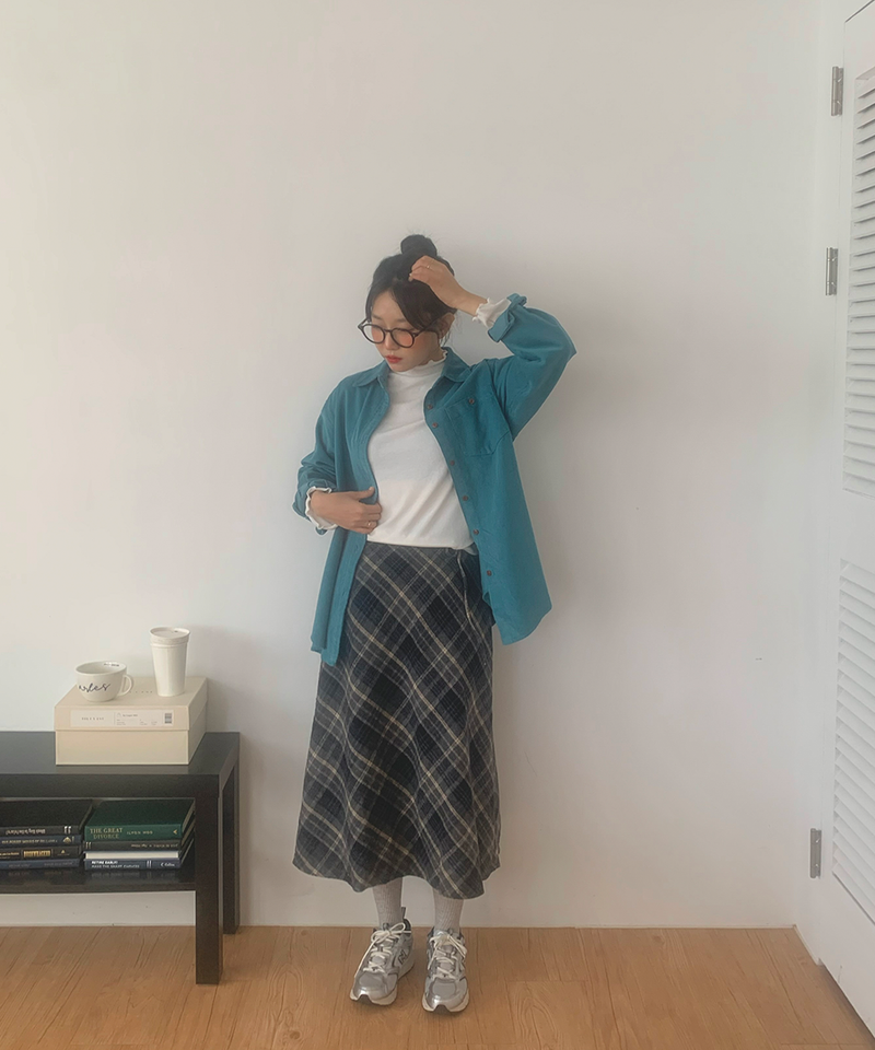 Corduroy Collar Shirt Shirt Blouse Basic Item Cotton