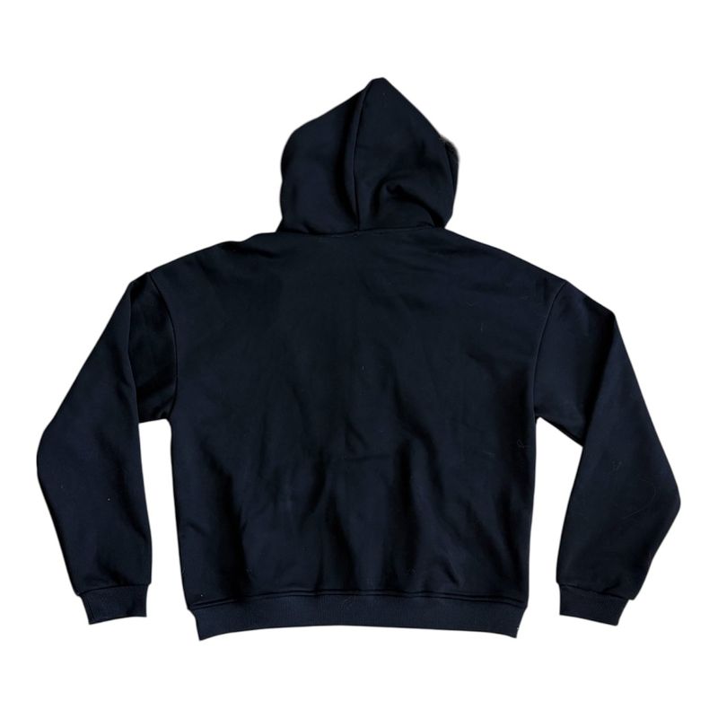 Cross fur hood jumper