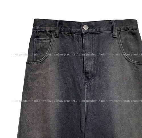 cross damage banding denim pants