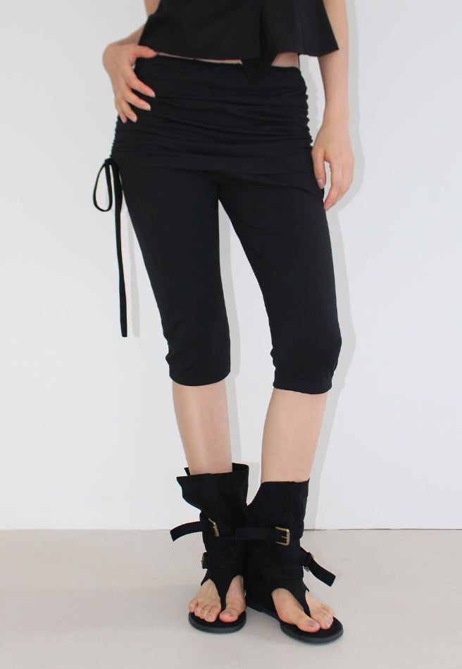 SHIRRING SKIRT-LAYERED PANTS