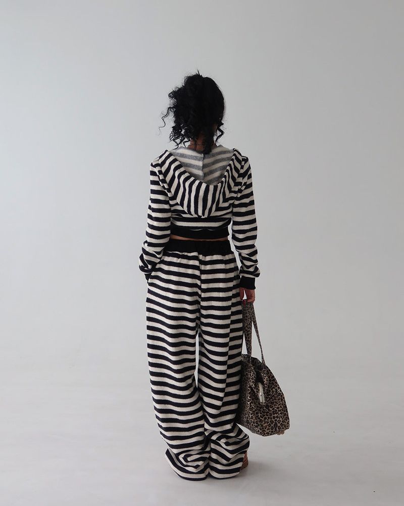 Tsuki Stripe Hooded Zip-Up Jacket