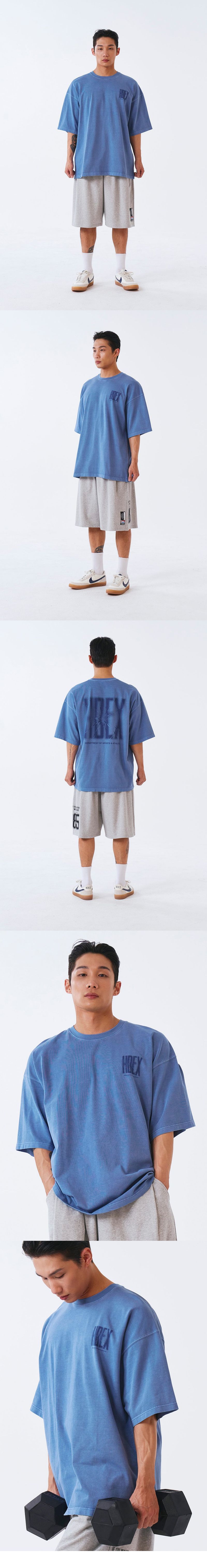 クラックプリントピグメントショートスリーブ Ash Blue