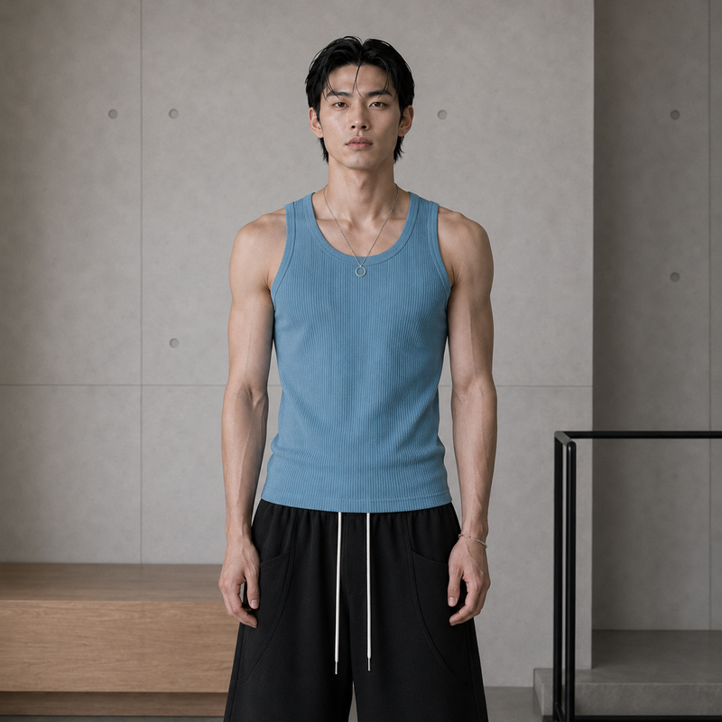 FADE MEET（フェードミート）の「Textured Vertical Ribbed Tank（Tops）」