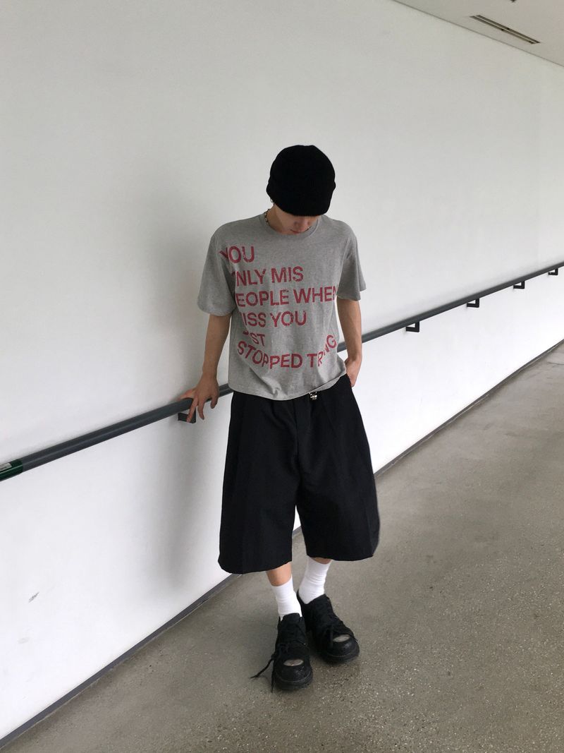 Trying Lettering Crop Short Sleeve T-shirt 4C
