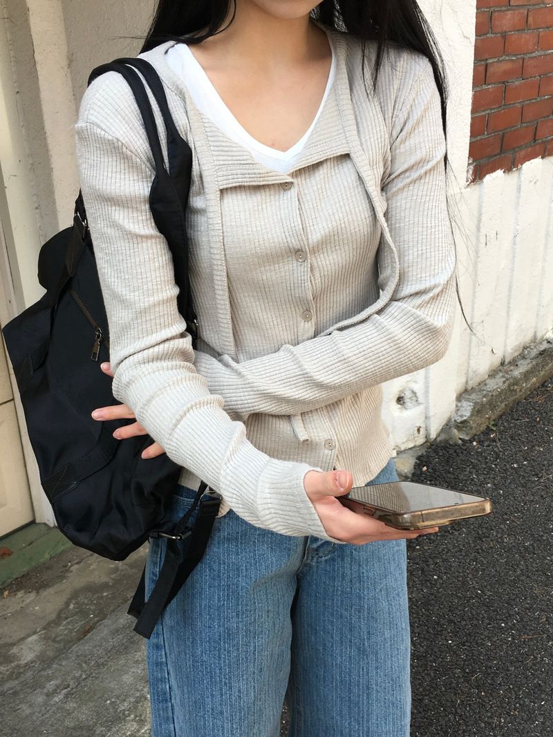 Nini Strap Ribbed Cardigan (6c)