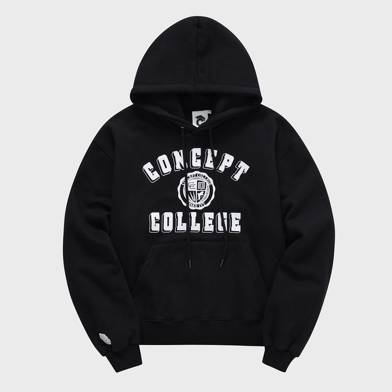 CONCEPT COLLEGE（コンセプトカレッジ）の「クラシックビッグロゴパーカ・ブラック［ユニセックス］/ Classic Big Logo Unisex Black Hoodie（Tops）」