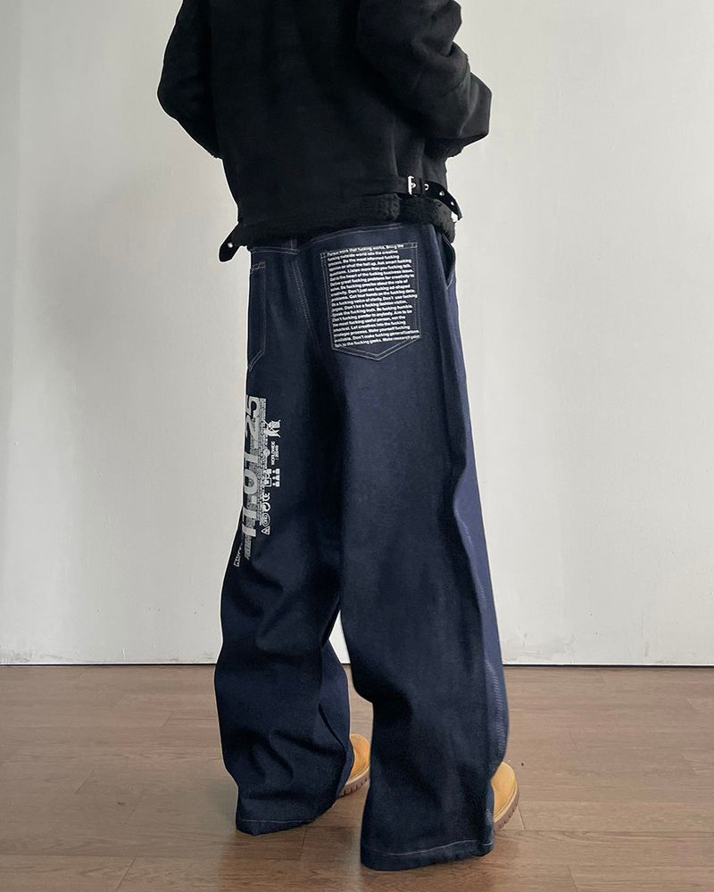 Leon Lettering Denim Pants