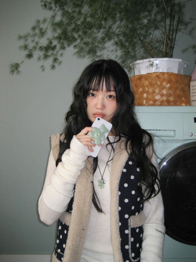 [Formica] *Glitter* Minty Bear button tok, Basic