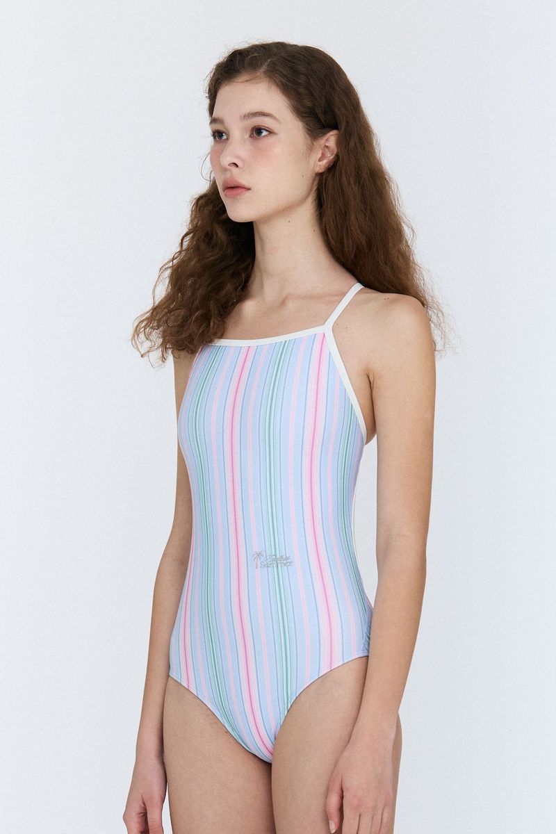 [Milky Stripes_blue cloud] One Piece Swimsuit