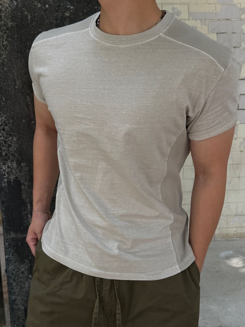 Shoulder panel pigment short sleeve
