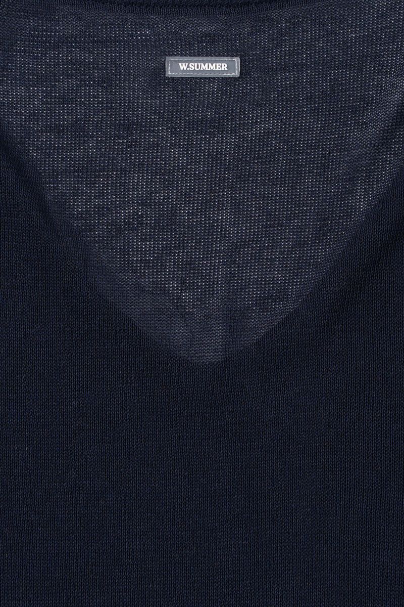 Button v-neck knit_navy