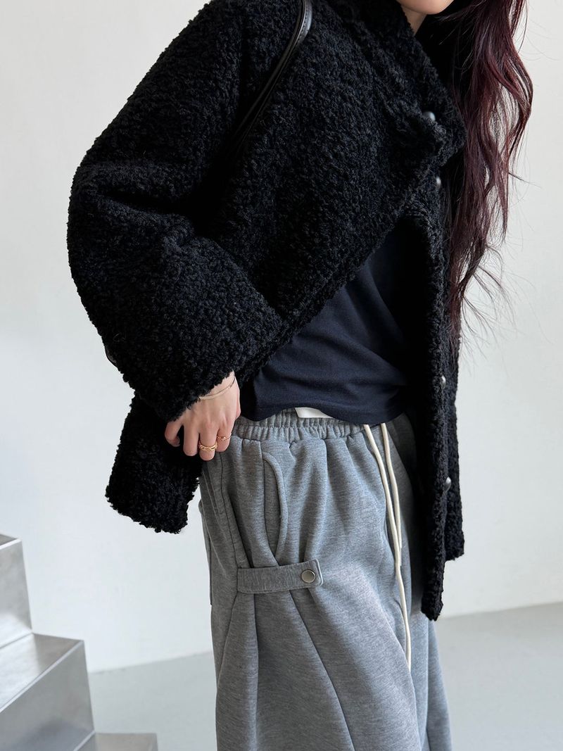 High neck boucle half coat(4color)