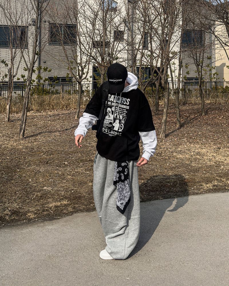 Sad Layered Oversized Hoodie