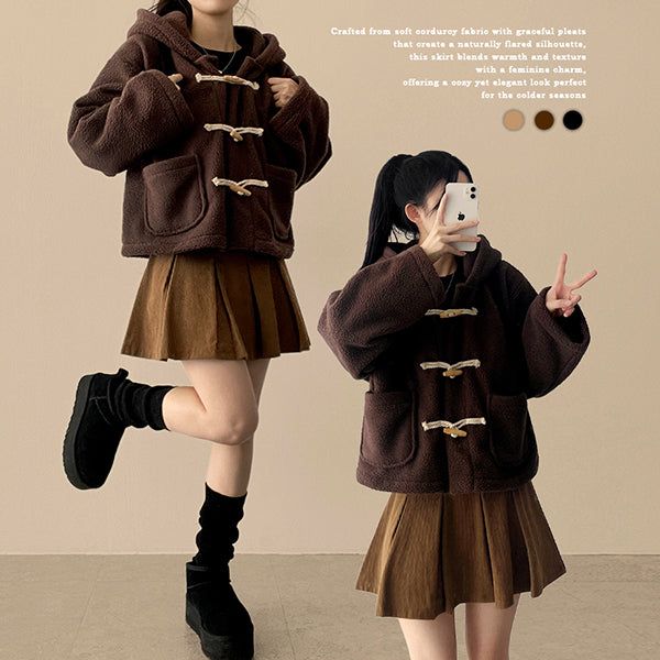 Kiro corduroy pleats mini skirt
