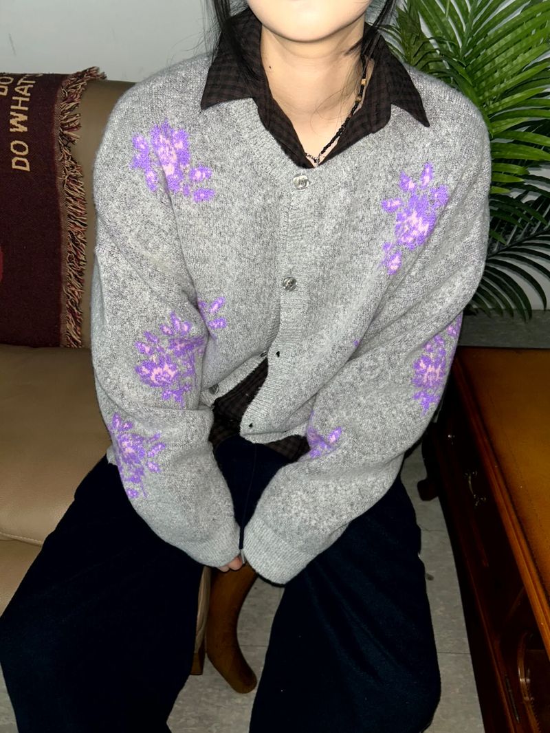 (2color) flower cardigan