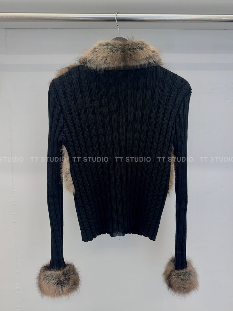 Vintage fur zip-up