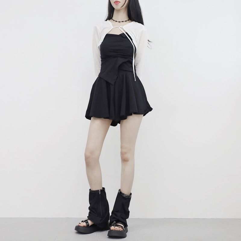 pesh string bolero + shirring sleeveless + shorts set