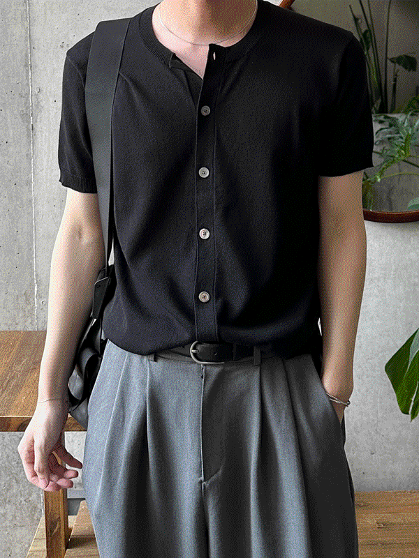 WHAT A LOOK（ワット ア ルック）の「(Premium) Linen round half cardigan（Tops）」