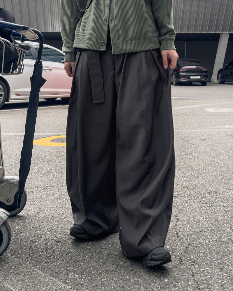 Drape Belted Wide Slacks