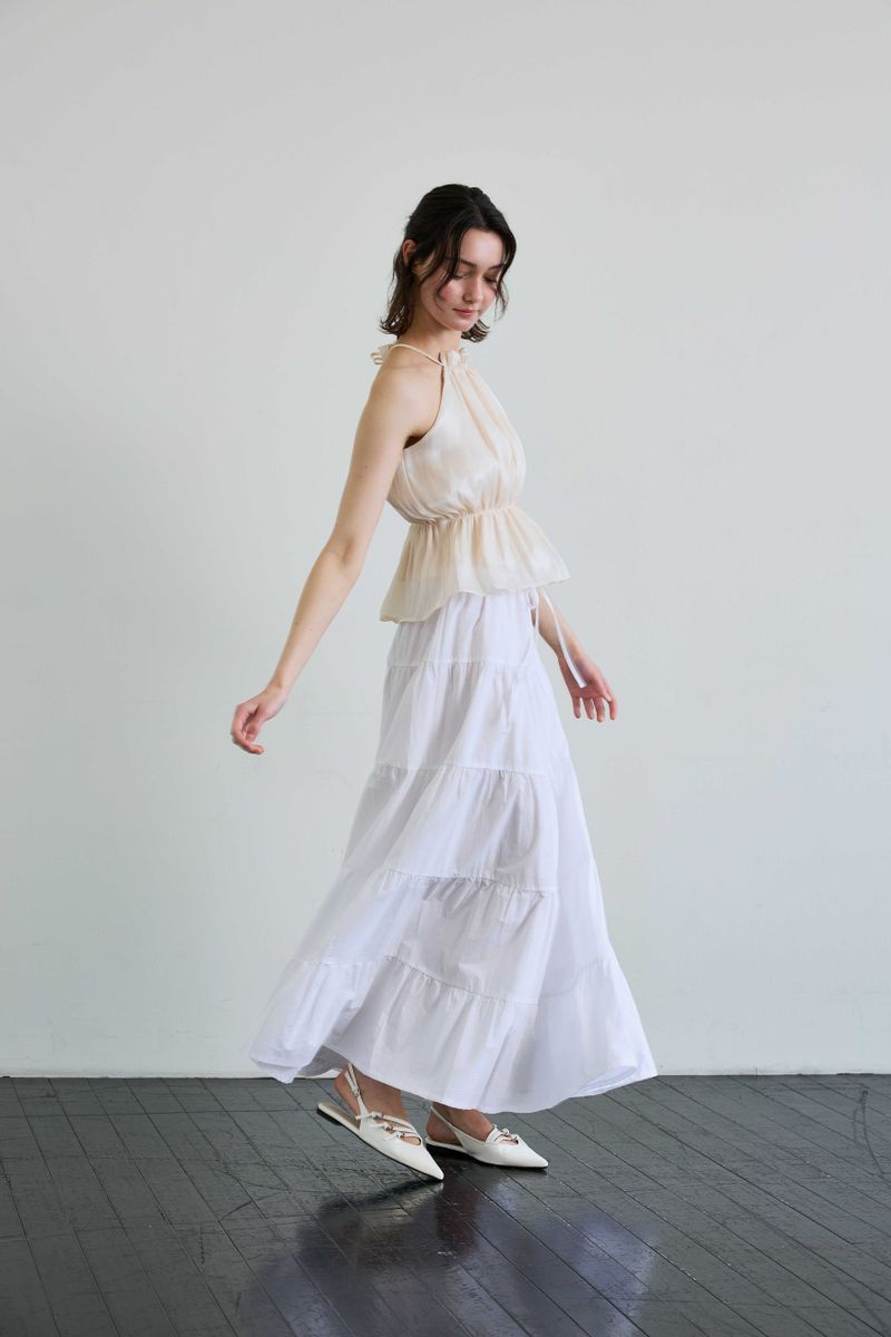 PEARL HALTERNECK TOP / IVORY