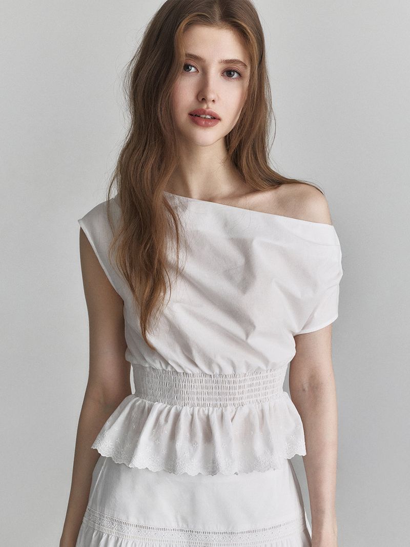 Drape lace blouse (Ivory)
