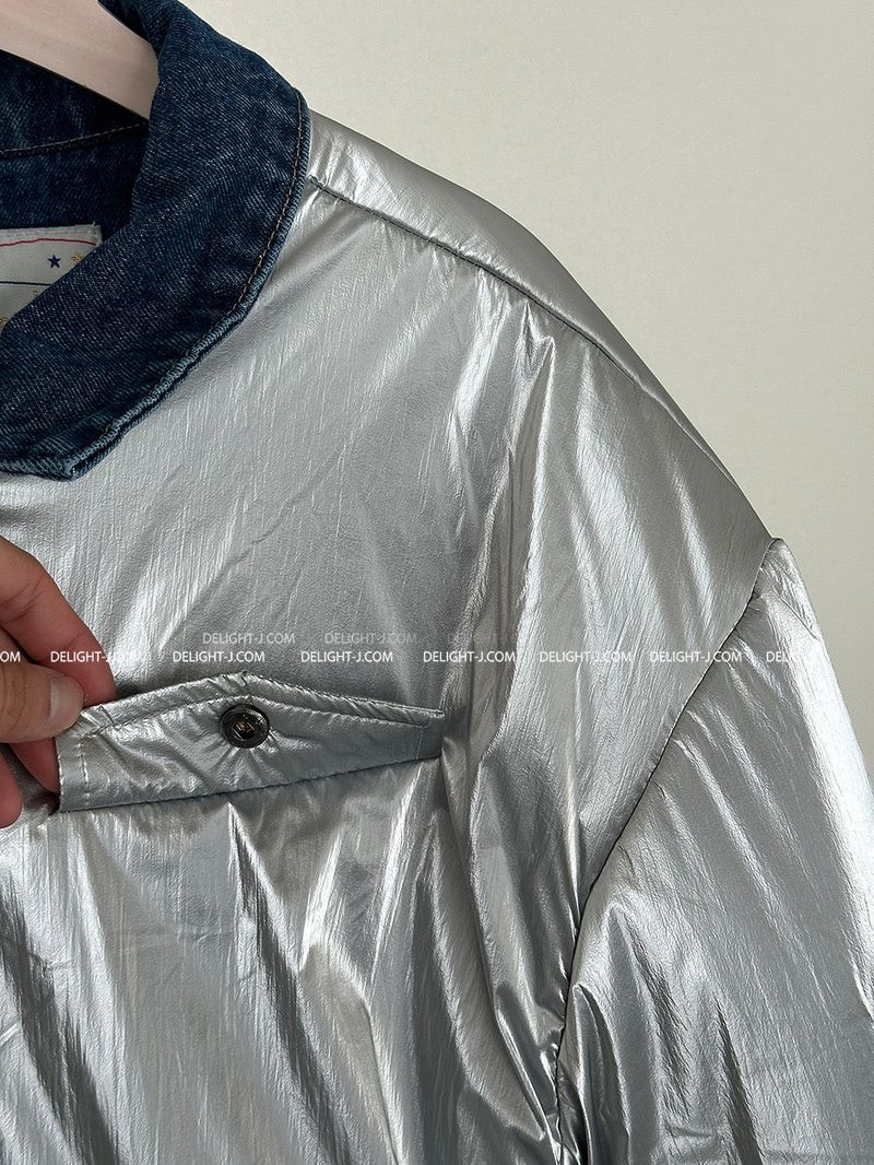 Double-sided reversible denim padded coat