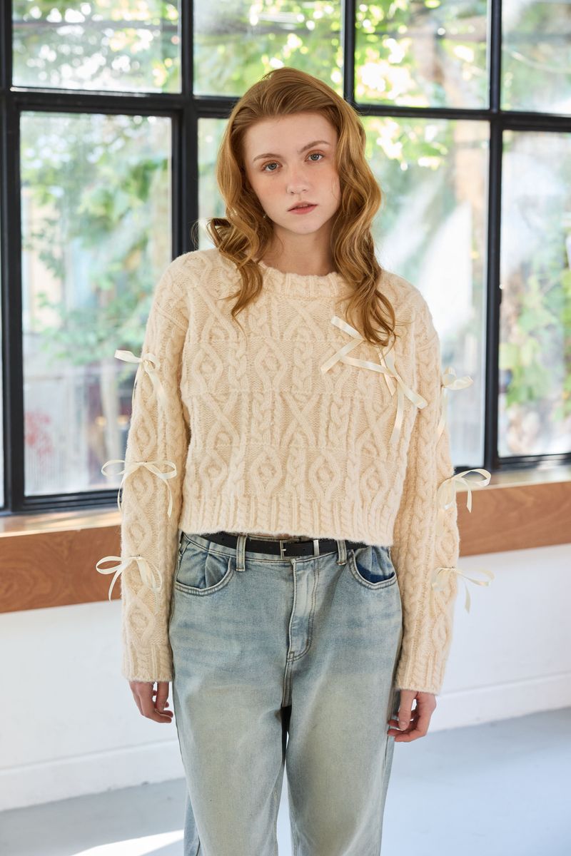 WHIMSICAL WOOL RIBBONE KNIT / IVORY