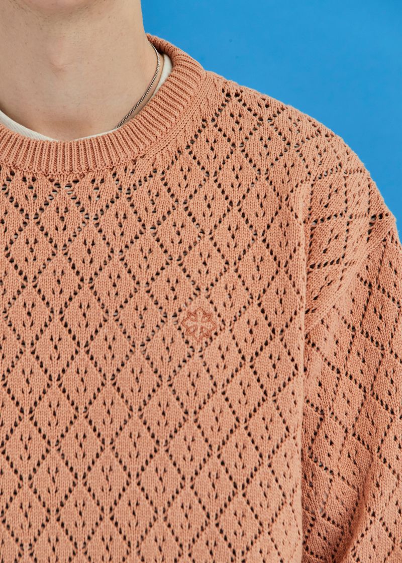 MESH ARGYLE KNIT / SALMON